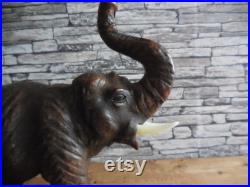 éléphant en cuir brun continental vintage
