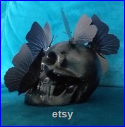 skull crâne noir papillon hell fait maison gothique décoration platre