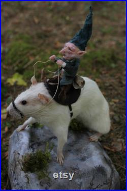 taxidermie rat taxidermy rat monture sculpture a la main miniature fée, elfe, gnome taxidermie rat taxidermy rat monture sculpture a la main miniature fée, elfe, gnome
