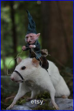 taxidermie rat taxidermy rat monture sculpture a la main miniature fée, elfe, gnome taxidermie rat taxidermy rat monture sculpture a la main miniature fée, elfe, gnome