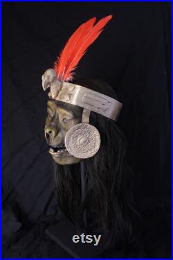 taxidermie réplique tete de momie inca en résine sculpture taxidermy skull crane momifiée oditties